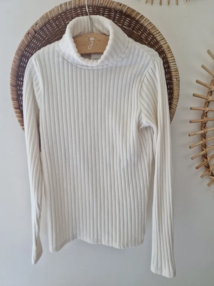 Zara - Pull fin col roulé chaud blanc crème fille 12 14 ans