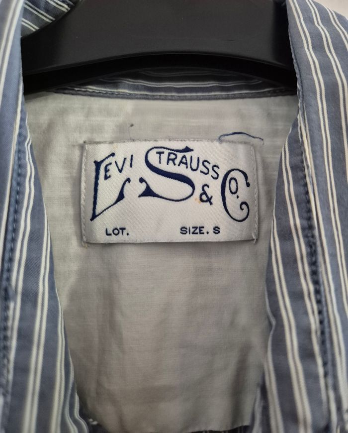 chemise levis homme taille S / 36 bleu à rayures blanches manches longues 100% coton Levi's - photo numéro 4