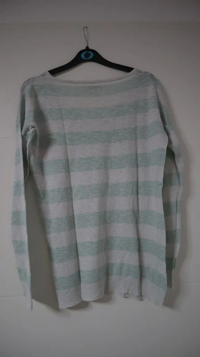 Pull à rayures blanc et vert - photo numéro 2