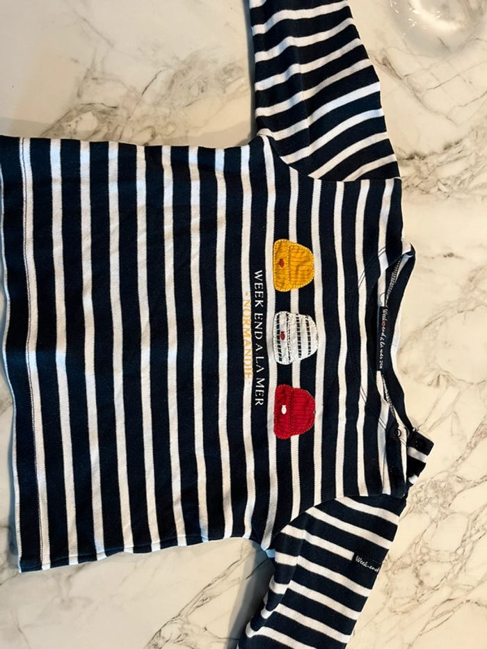 Pull fin marinière week-end à la mer 24 mois
