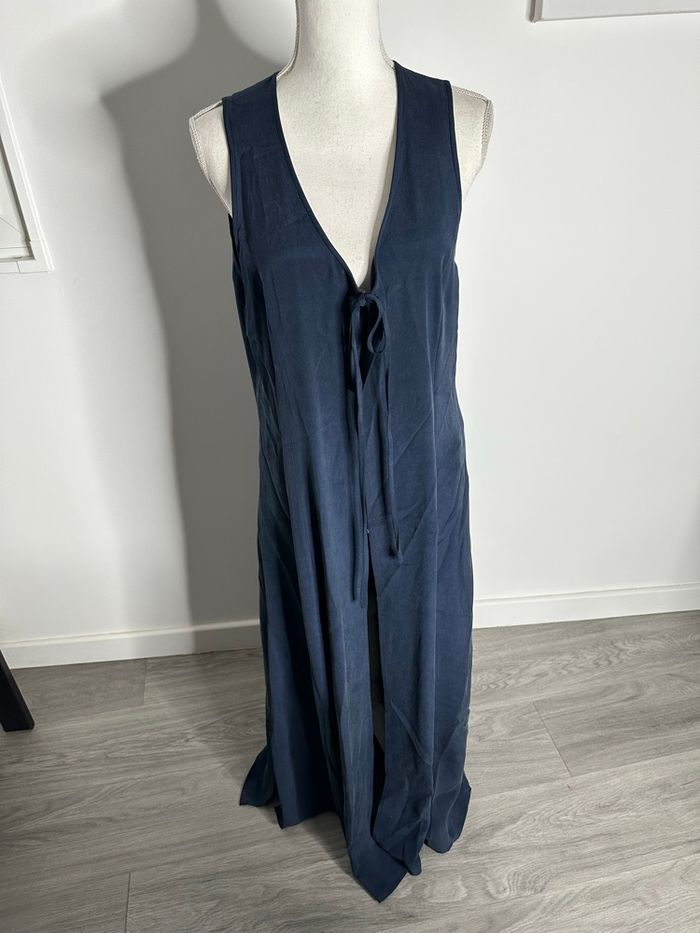 Robe longue oversize ouverte bleue marine Cerruti Vintage T40 L - photo numéro 6
