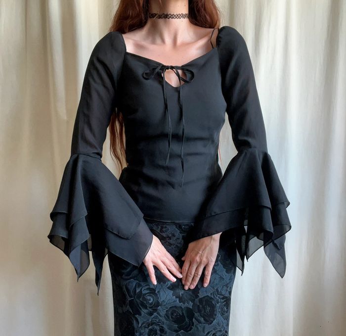 Blouse manches 🦇 Whimsigoth Goth Vampire vintage 90s - Taille S/M - photo numéro 5