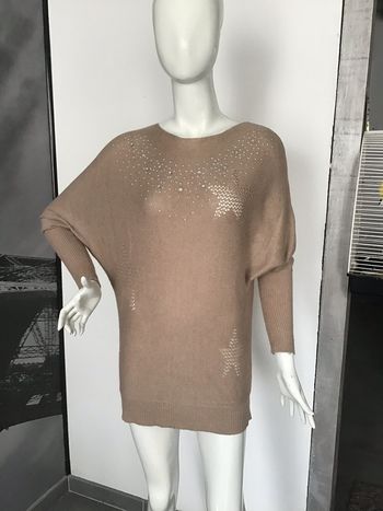 Pull long à motifs ajourés et strass loose Sweewe Paris