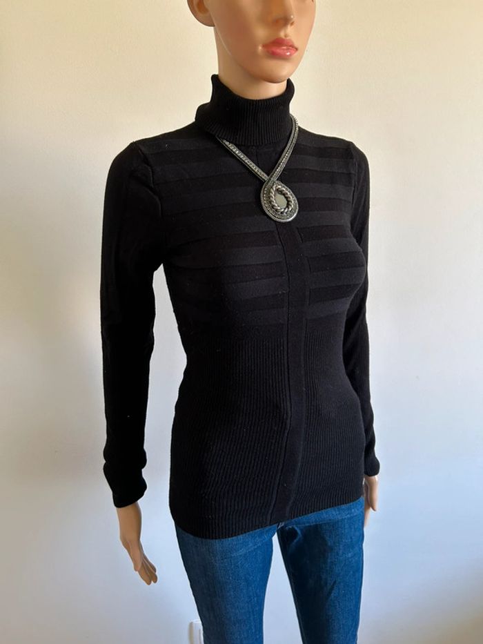 Pull noir à col roulé Morgan taille S bon état - photo numéro 2