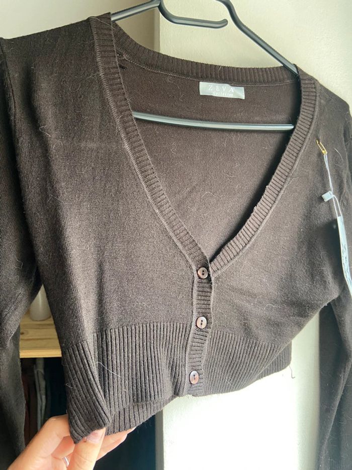 Pull manches longues court marron - photo numéro 3