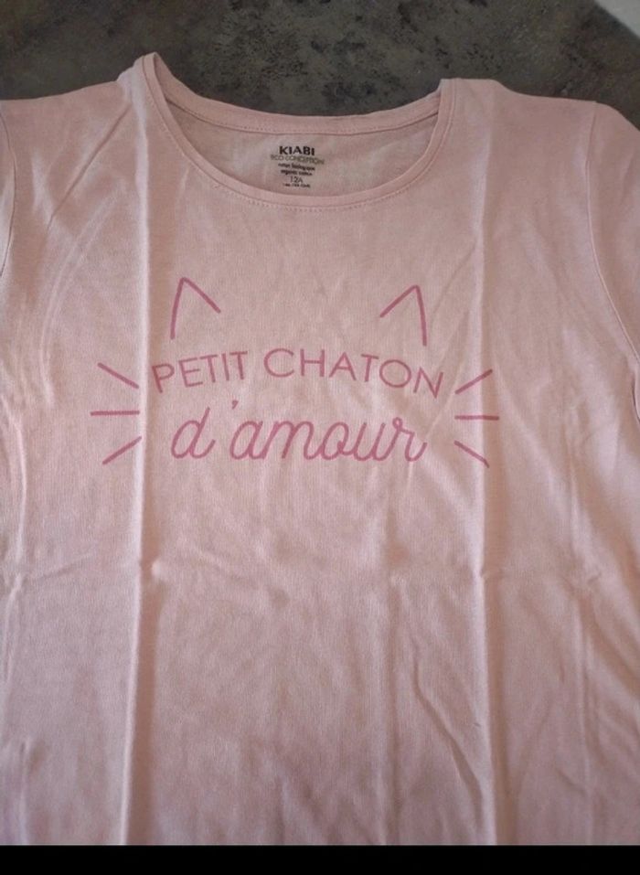 T-shirt rose chat rose 12 ans - photo numéro 2