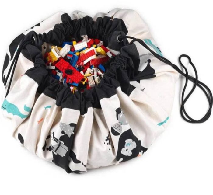 Sac et tapis rangement jouets carte du monde