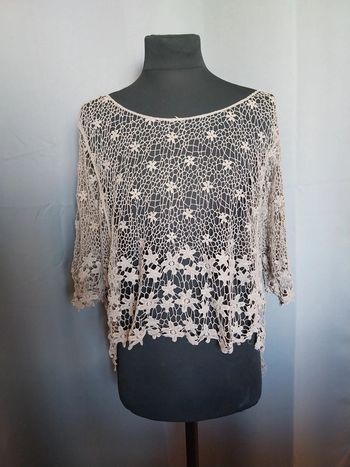 Tee shirt dentelle marron