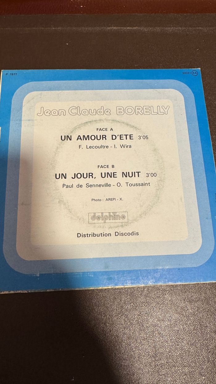 Vinyle 45 Tours, Jean Claude Borelly – Un Amour D'Été - photo numéro 2
