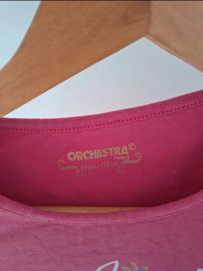 T-shirt manche longue enfant fille rose fushia 12 ans Orchestra - photo numéro 4