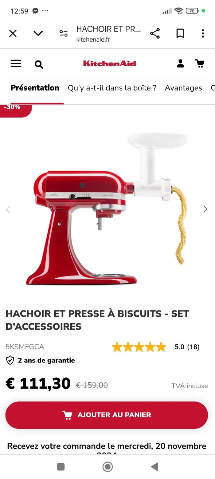Accessoires KitchenAid hachoir et presse à biscuits - photo numéro 3