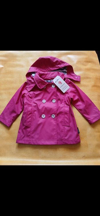 Parka imperméable rose avec capuche breizh océan 24 mois 2 ans