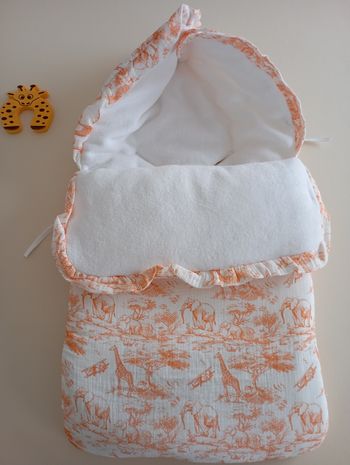 Nid d'ange bébé gaze de coton et polaire savane orange 