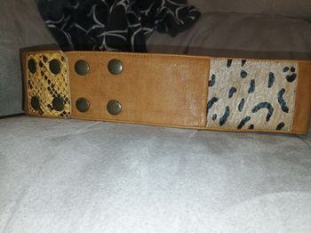 Magnifique grosse ceinture cuir et peau