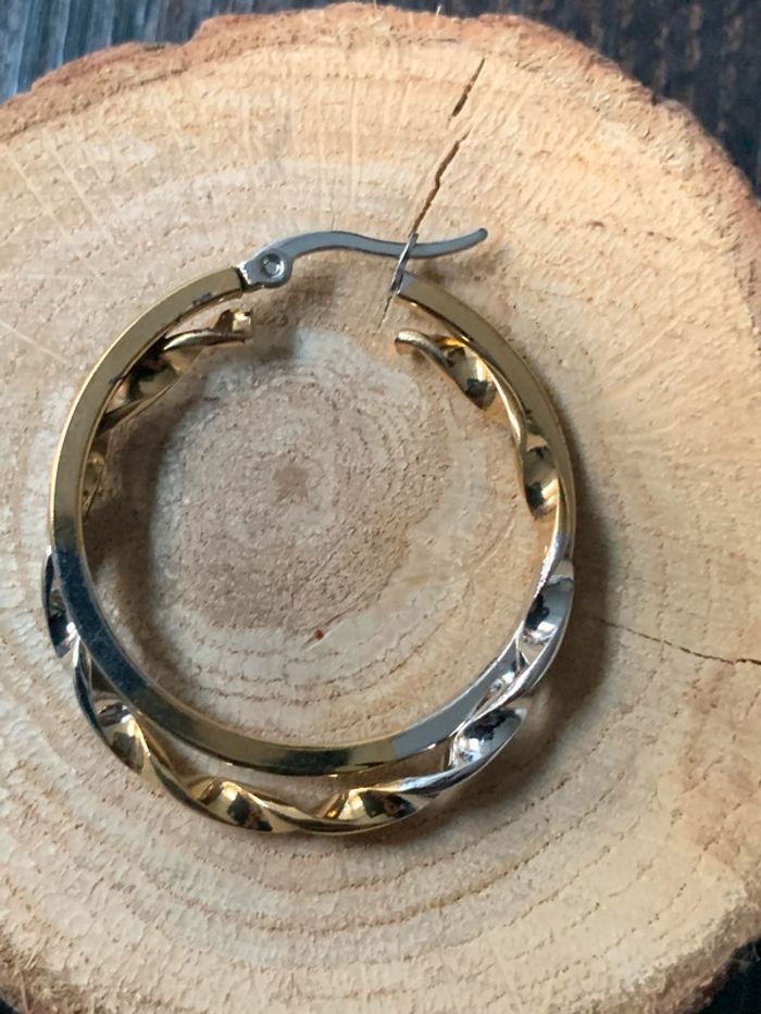 Boucles d'oreilles créole acier - photo numéro 2