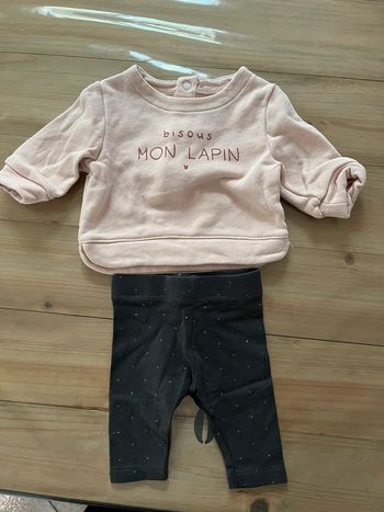 Ensemble 1 mois Kiabi gris et rose