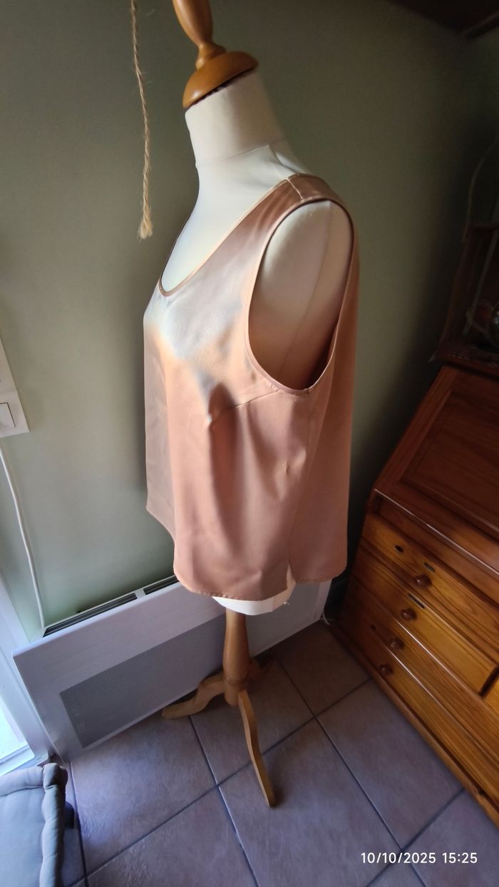 Blouse fluide dorée satiné vintage  44 - photo numéro 2
