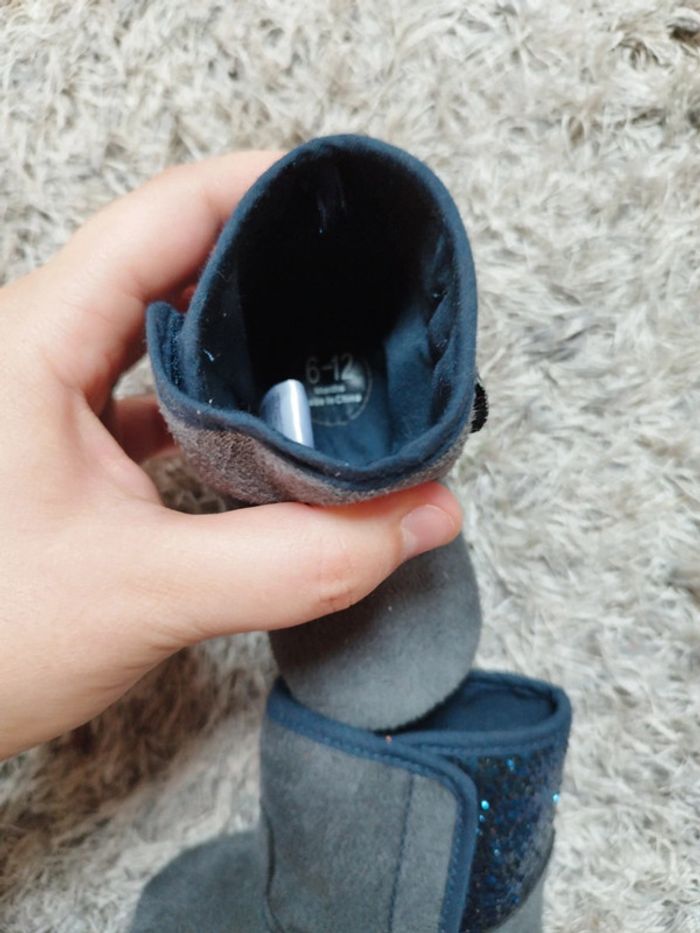 Bottines bébé fille 12 mois couleur bleu et paillettes - photo numéro 4