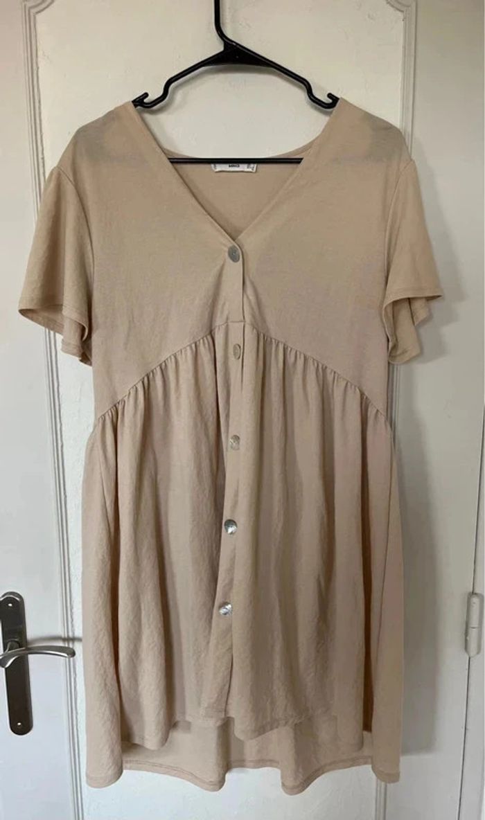 Robe courte Mango couleur lin – Taille L Short Linen-Colored Dress - photo numéro 2
