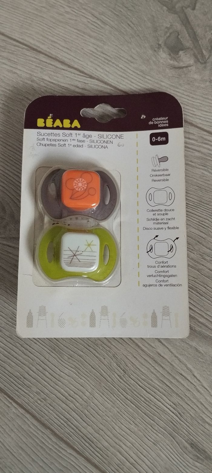 Lot de 2 tétines beaba 0/6 mois neuf