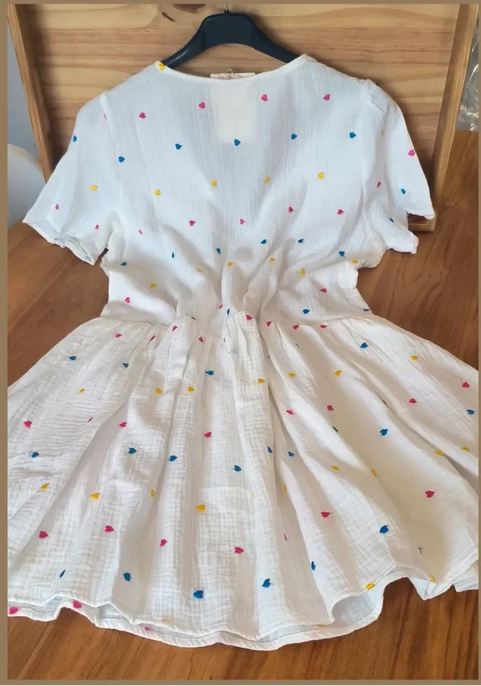 Robe en gaz de coton. Courte été xl brodé multicolore - photo numéro 2
