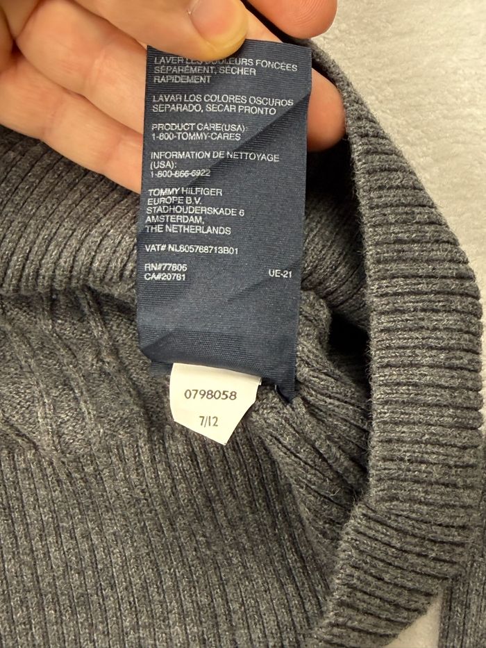 Pull maille torsadée Tommy Hilfiger pour femme gris col V taille M parfait état SM01225 - photo numéro 10