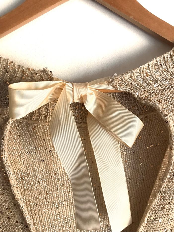 Pull à ouverture dans le dos et à sequins dorés taille unique - photo numéro 3