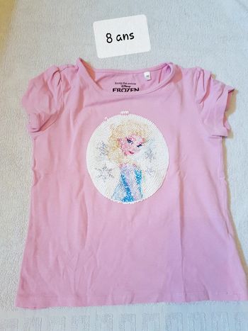T-shirt reine des neiges sequin 8 ans