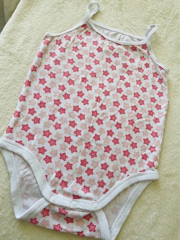 Body / Bodie débardeur rose et blanc motif étoile de mer Obaibi 12 mois 74cm