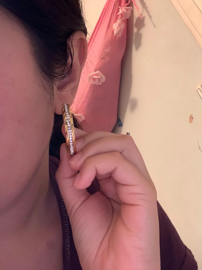 Créoles dorée avec zircons - photo numéro 2