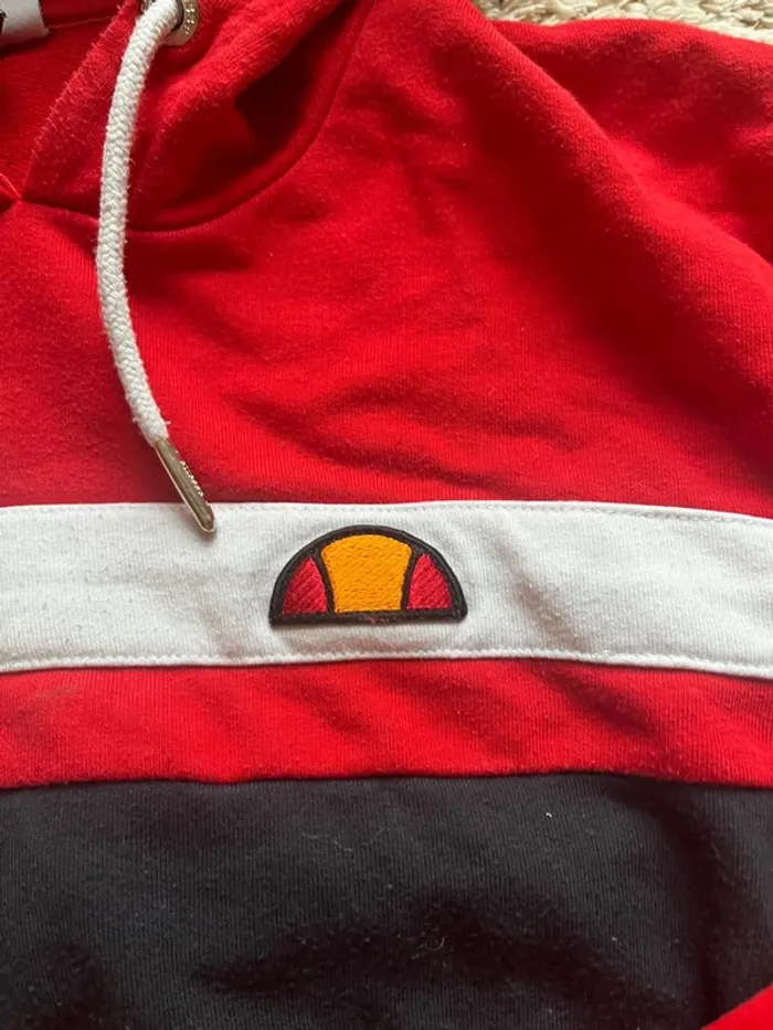 Sweat-shirt à capuche Ellesse /36 /Rouge et Noir / Excellent - photo numéro 5