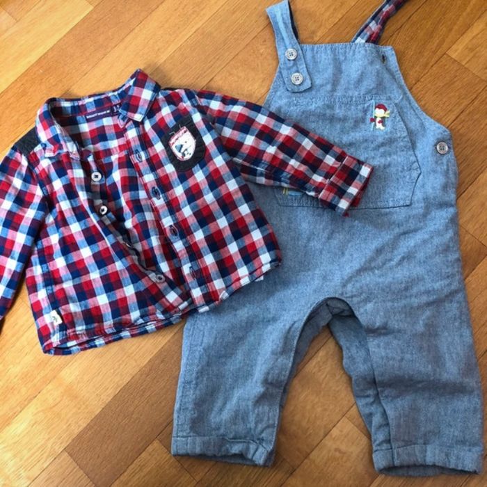 Ensemble chemise salopette 9 mois