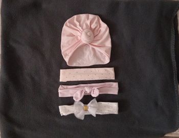 Accessoires bébé fille (1 turban + 3 bandeaux)