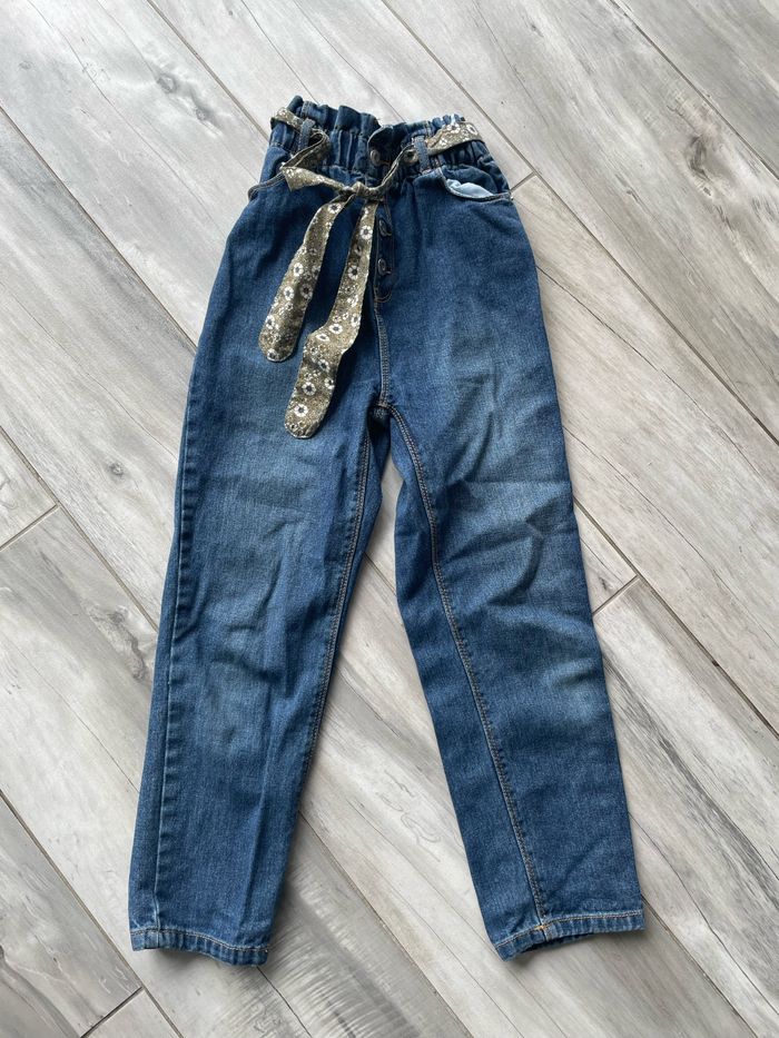 Beau pantalon jean fille T 10 ans Vert Baudet bleu avec ceinture - photo numéro 2