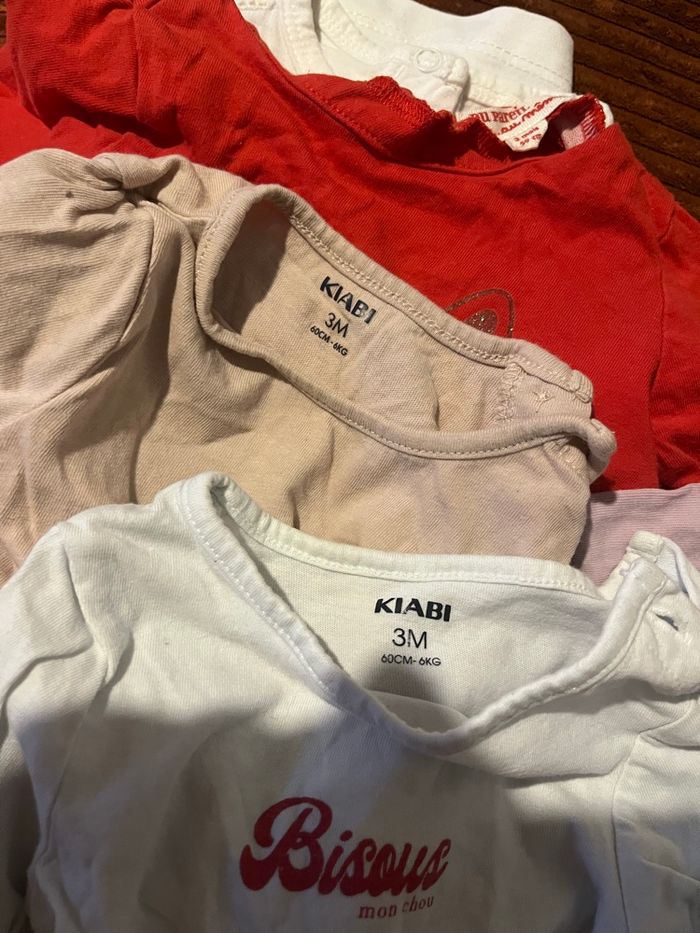 Tee shirts manches longues 3 mois bébé fille DPAM - photo numéro 4