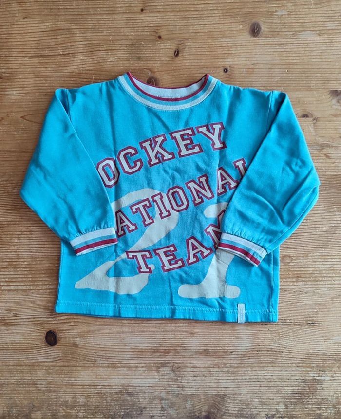 Sweat bleu imprimé – 5 ans – TBE