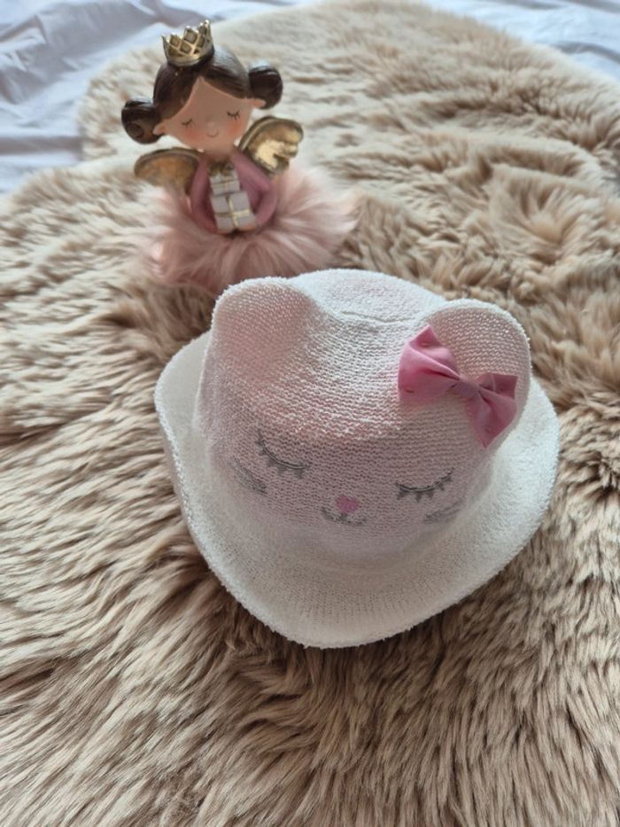 Chapeau été blanch chat 12/18 mois