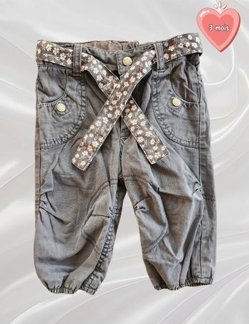 Pantalon gris kaki fille 4-6 mois