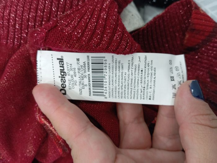 Pull rouge pailleté Desigual T.S - photo numéro 2