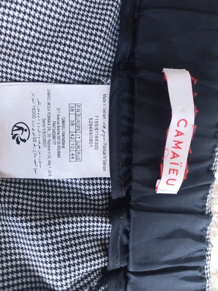 Pantalon 7/8 ème confortable et chic pied de poule T38 -Camaieu - photo numéro 11