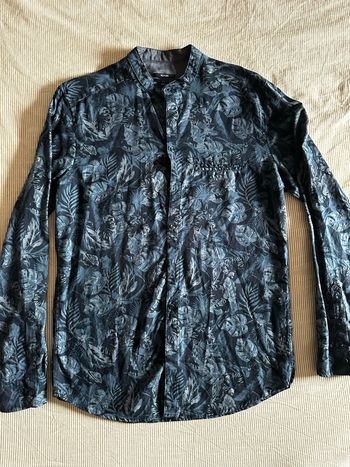 Chemise d’été à fleur légère bleu marine Slim fit pour homme, taille M