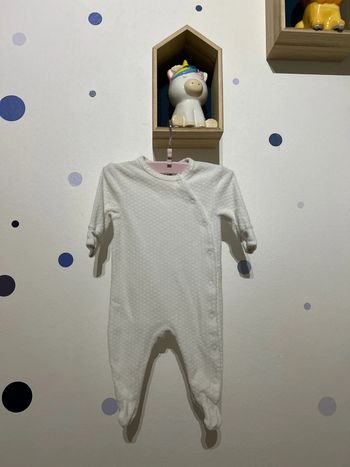 Pyjama velour blanc mixte 3 mois 56-62cm parfait état