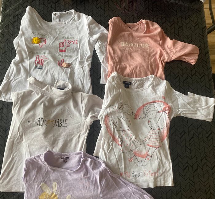 Lot de 6 t-shirts / hauts manches longues – Fille – Taille 18 mois – Kiabi - photo numéro 2