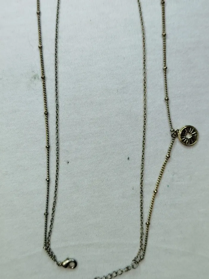 Collier constellation - LC - Médaille avec cœur et étoile double chaîne - photo numéro 5