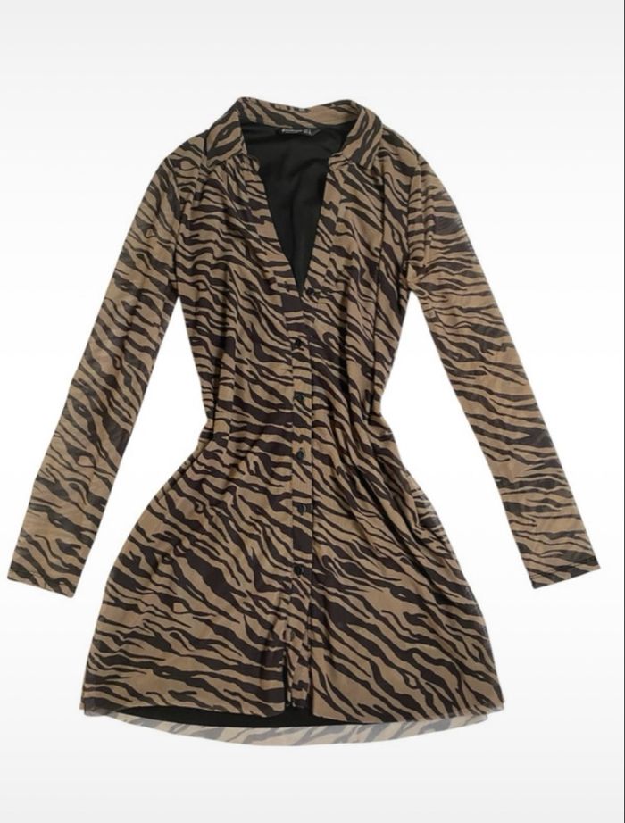 Robe en voile effet zèbre