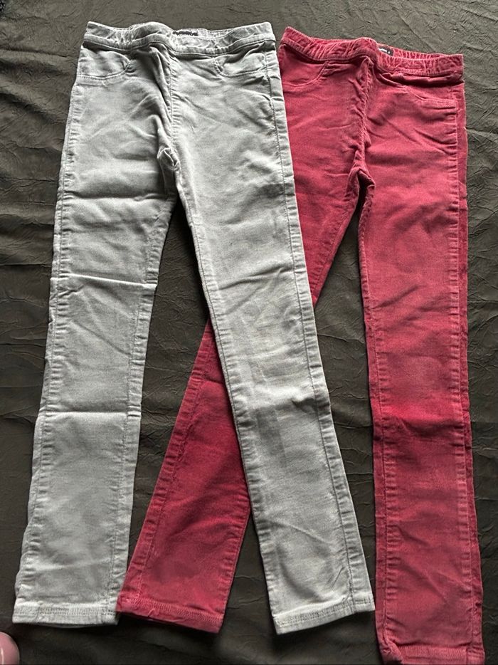 Lot de 2 pantalons jeggings en velours ras enfant fille - photo numéro 2