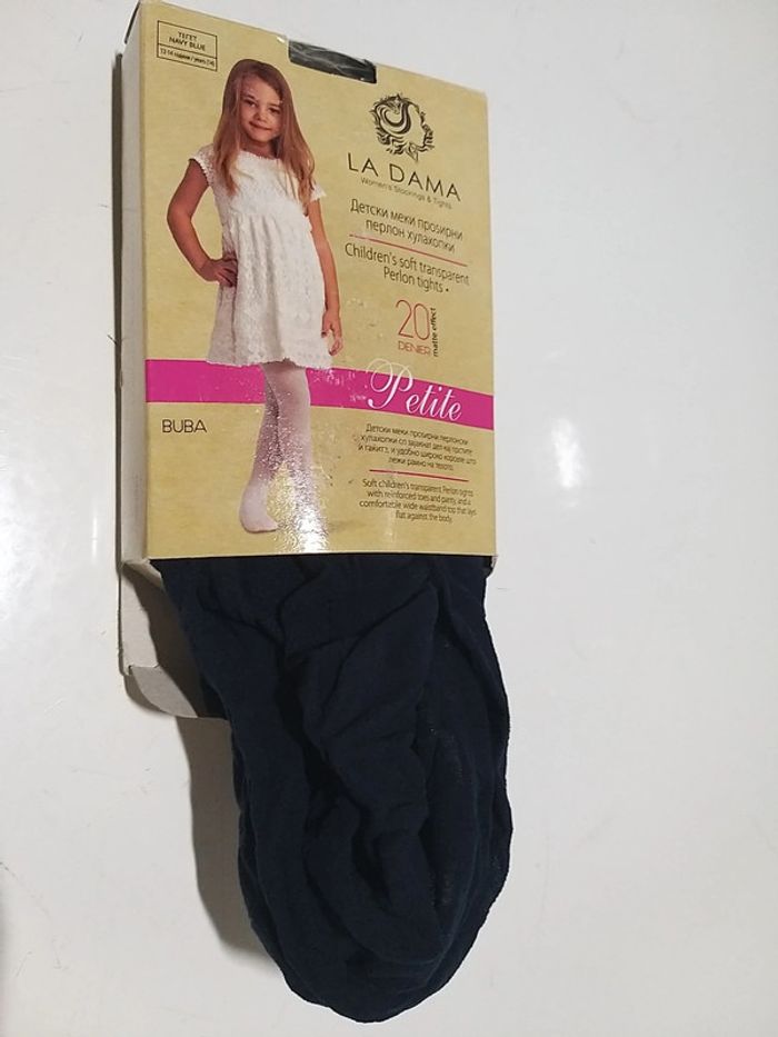 Collant fille fin bleu marine