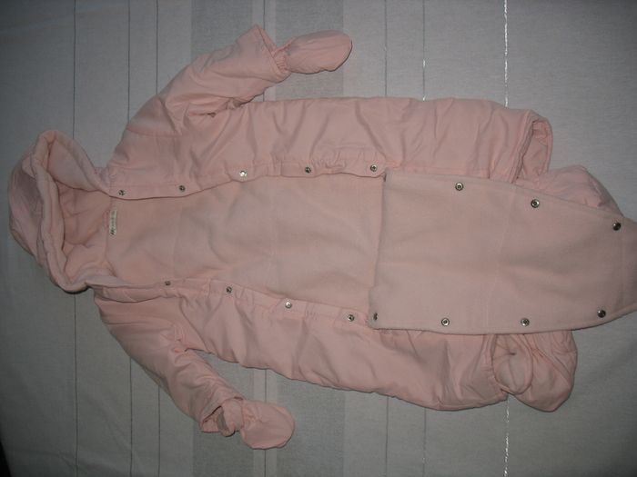 COMBINAISON PILOTE + GANTS + CHAUSSONS ROSE BÉBÉ FILLE "GRAIN DE BLÉ" - 6 MOIS - n°04 - photo numéro 4