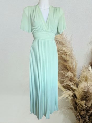 Superbe robe longue plissée femme TU 36/40 vert d’eau 