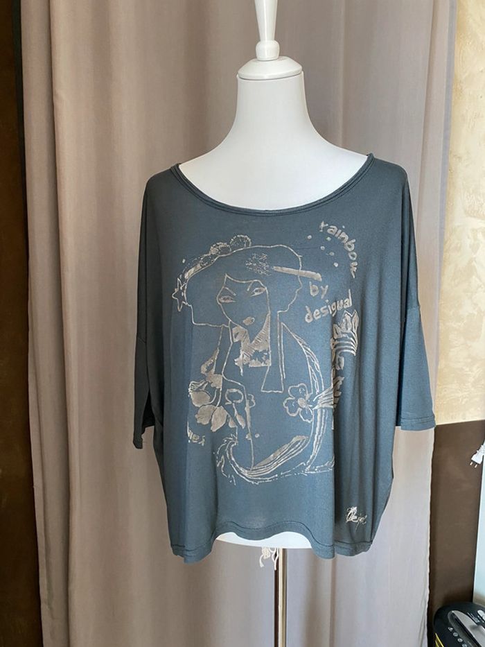 Top 3/4 gris japonaise Desigual S - photo numéro 2